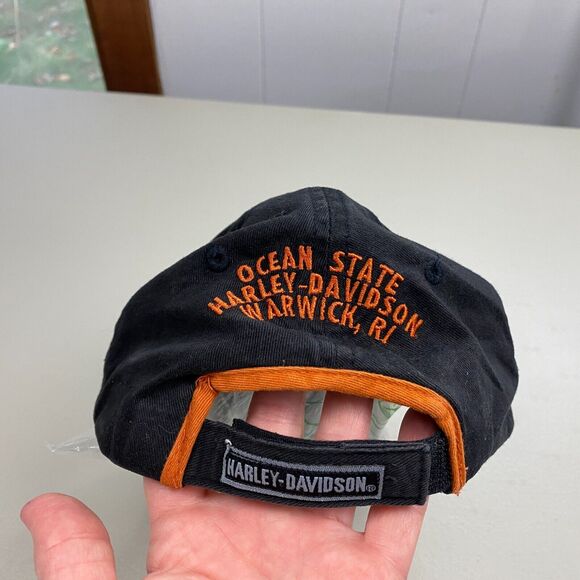 Harley Davidson Hat Cap Strapback Black Embroidered Logo Warwick RI Men One Size - Picture 6 of 10